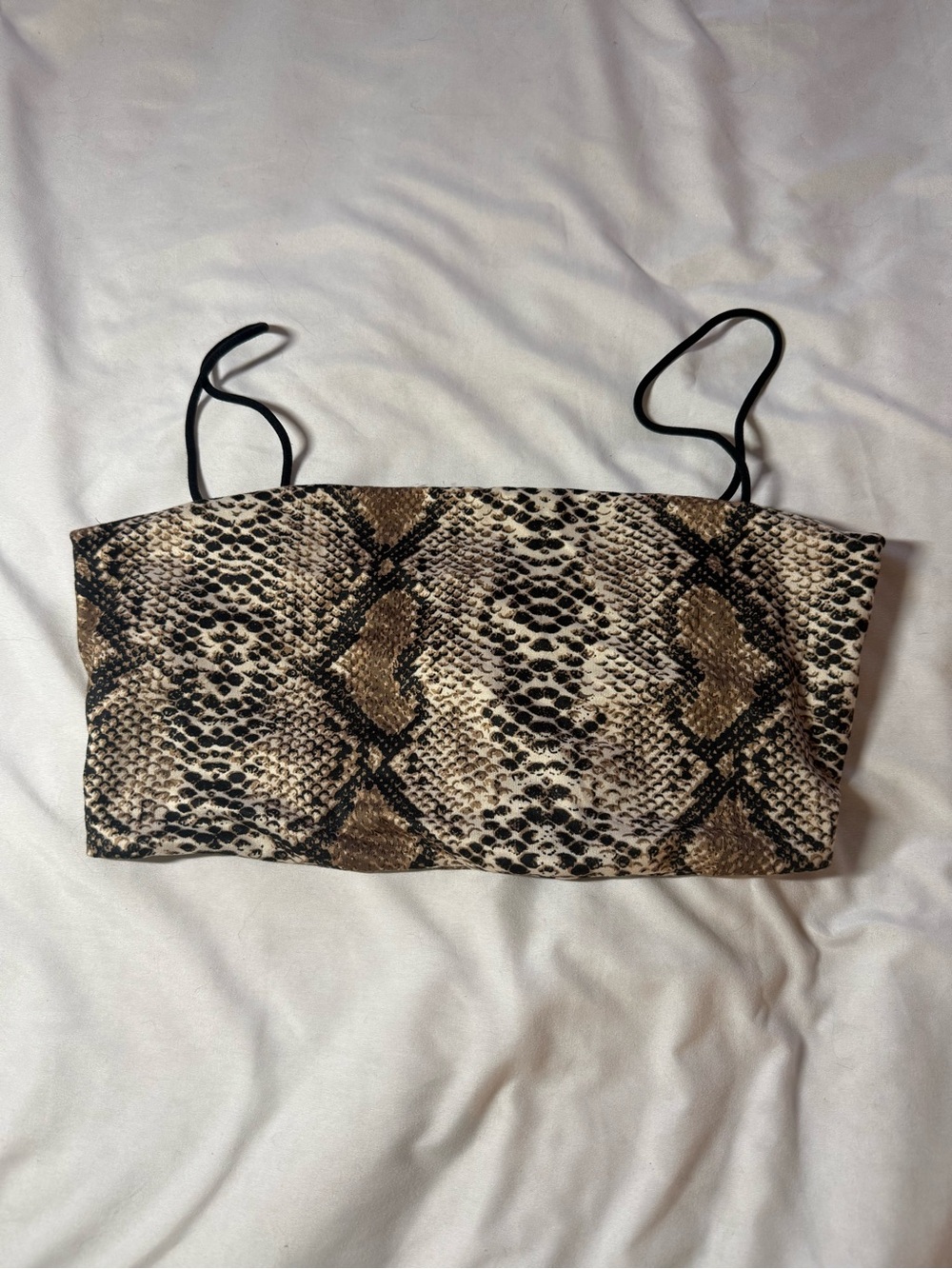 SHEIN Snake-Print Crop Top — Brown & Black